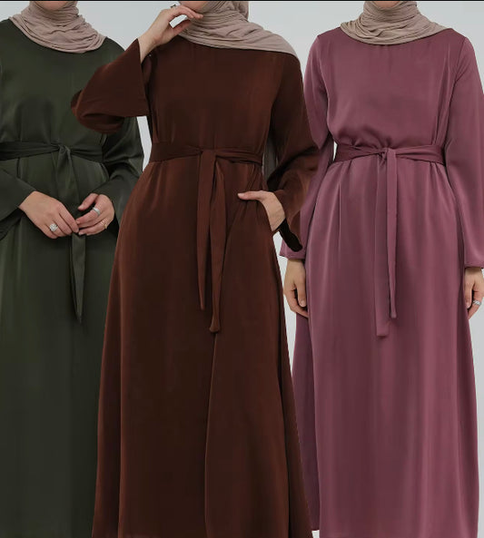 Satin closed abaya