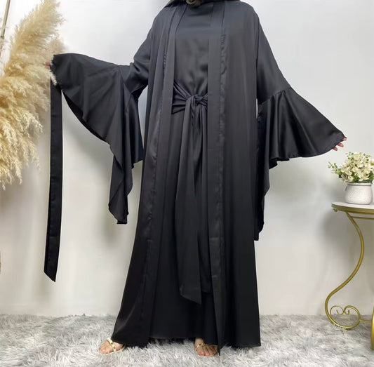 Three Piece Black Abaya set