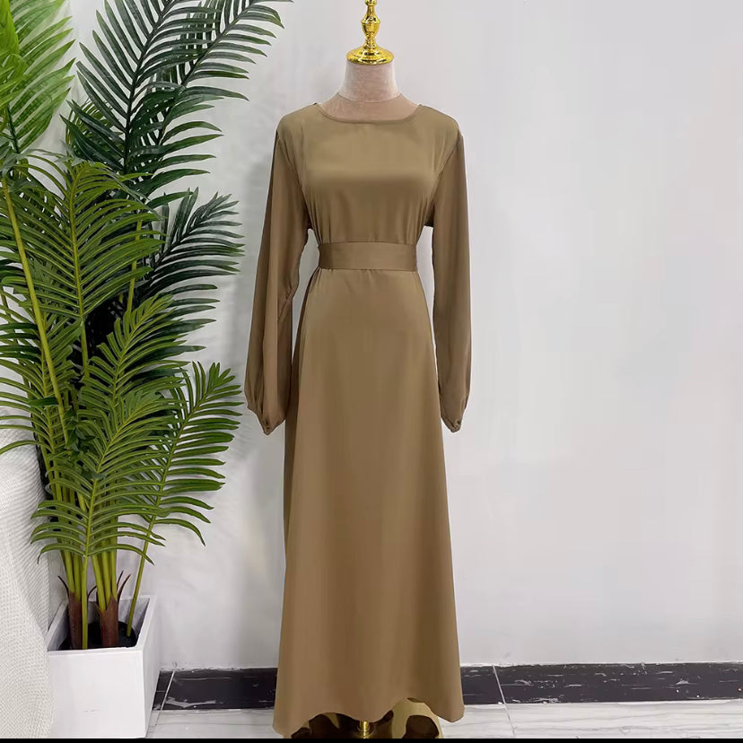 Satin closed abaya