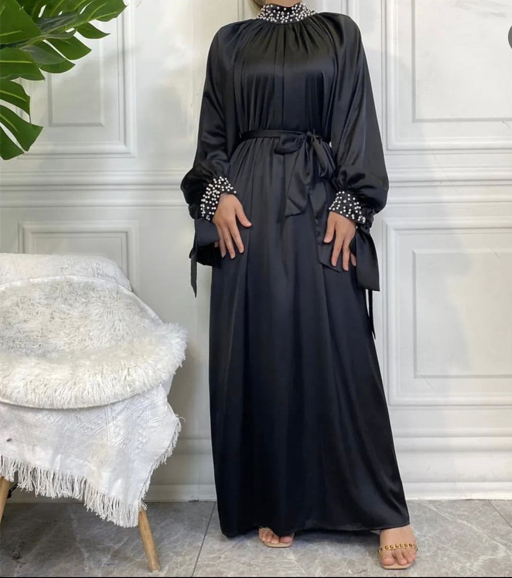 BLACK PEARL HIGH NECK ABAYA